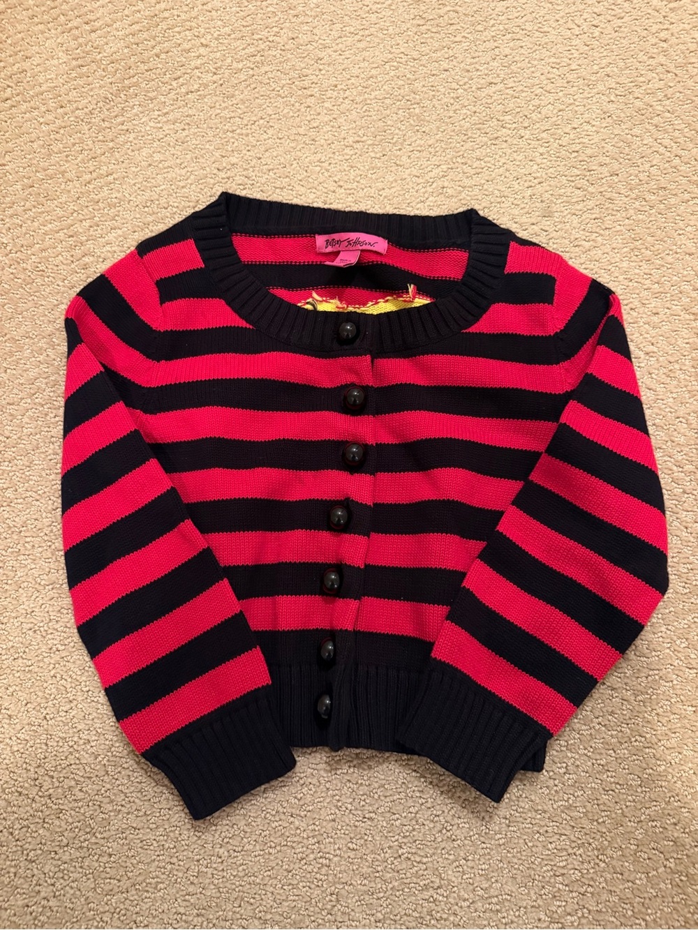 Betsey Johnson Marilyn Monroe Red & Black Striped Cardigan